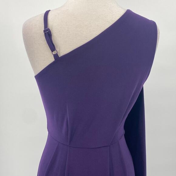 ASOS Maxi Dress Gown Asymmetric Draped Faux Wrap V Neck Purple Womens size 8 - Picture 6 of 11